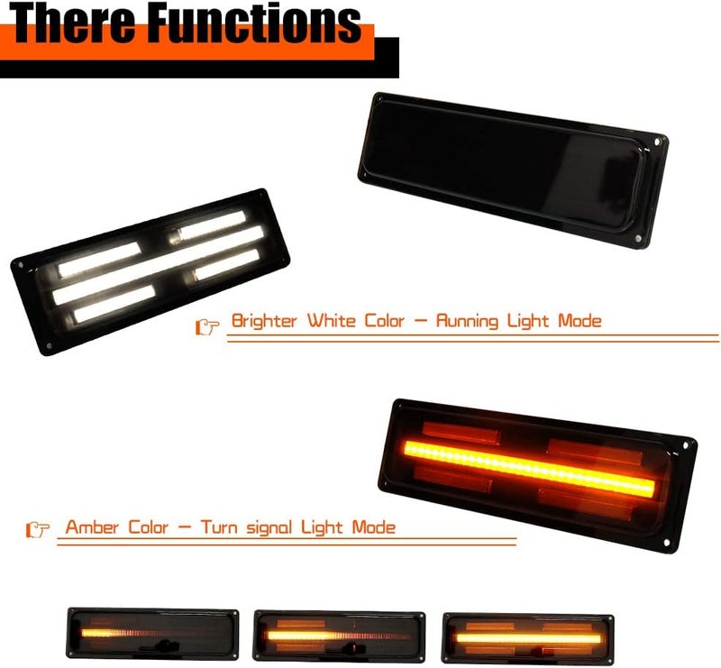 Tonsya For 1988-1998 GMC Chevy C/K Suburban 1500/2500/3500 Truck Front Turn Signal sequential Parking Lights & Daytime running lamps Smoked Lens - Image 4